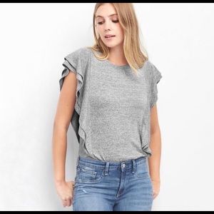Gap grey flutter sleeve top sz L